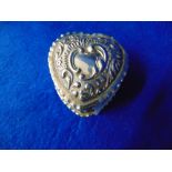 A hallmarked Silver Heart shaped pill box/ lidded pot,