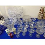 A qty of assorted piece of glass plus champagne glasses