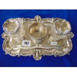 A Victorian hallmarked Silver ink stand, 1838,