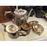 A silver plated teapot,