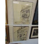 Two Charcoal framed drawings