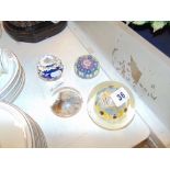 Four assorted paperweights; Millifore,