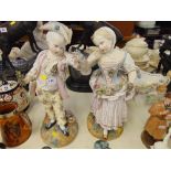 A pair of 19th century Meissen style porcelain, Mourning figures of a girl and boy,