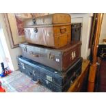 A qty of tin trunks and cases
