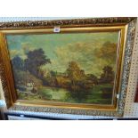 A gilt framed oil, White Horse,