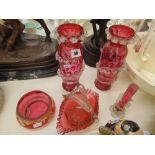 A qty of Cranberry glass, some a.