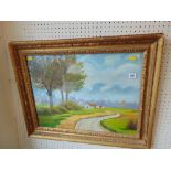 A large oil, country scene,