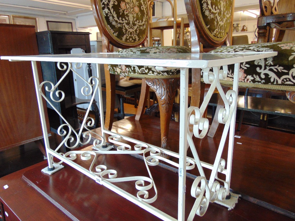 A wrought iron glass top table - Image 2 of 2
