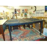 A metal extending table,