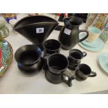 A small qty of black earthen ware pottery
