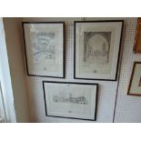 Three framed prints,