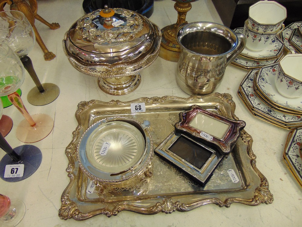 A Silver plated lidded bowl and a silver plated comport etc.