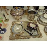 A Silver plated lidded bowl and a silver plated comport etc.