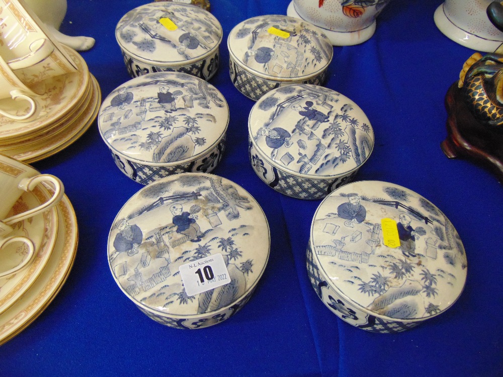 Six blue and white porcelain boxes - Image 2 of 2