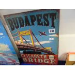 A vintage 'Budapest Elizabeth bridge' poster,