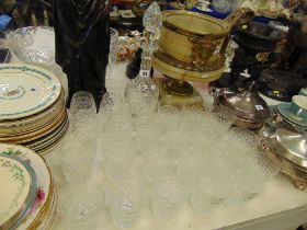 Crystal decanter and qty of glassware