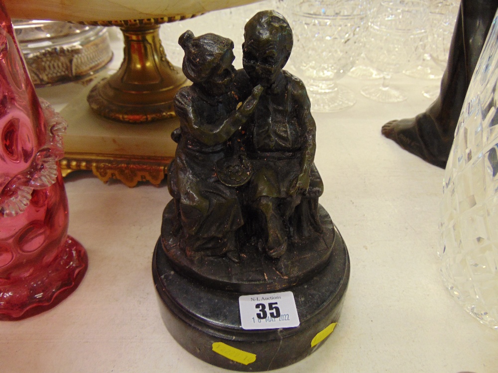 A bronze model of a man and lady - Image 2 of 2