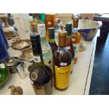 Seven bottles of assorted spirits, Martell, Bacardi etc.