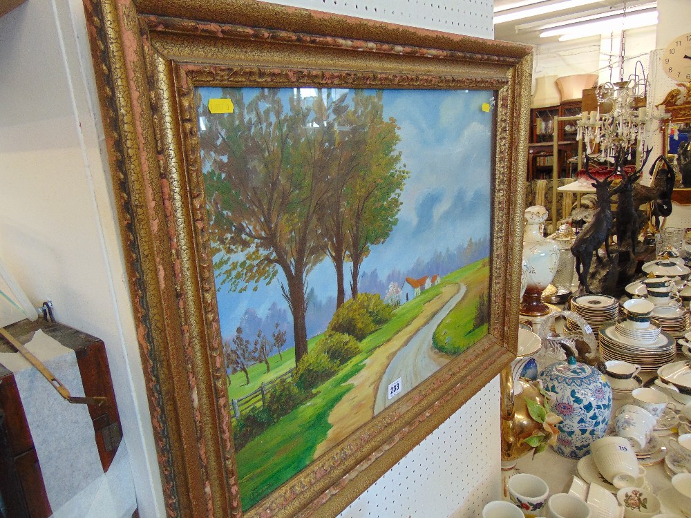 A large oil, country scene, - Image 2 of 2