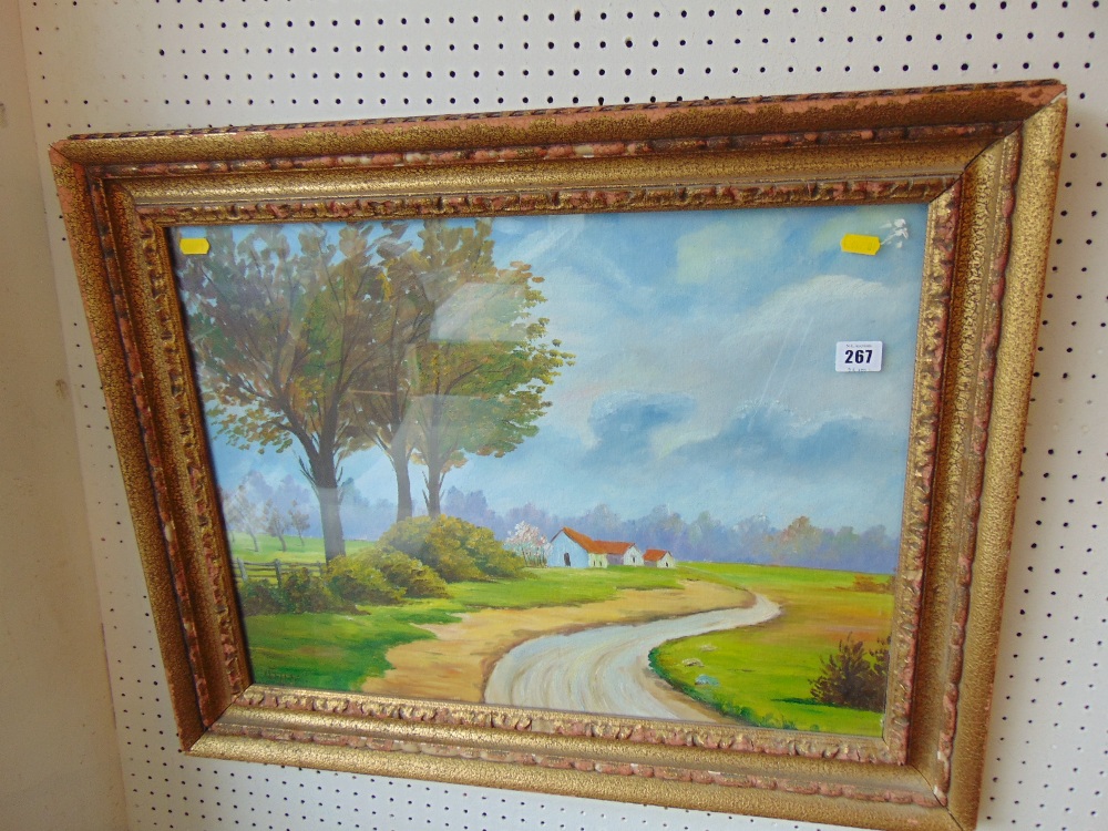 A large oil, country scene,