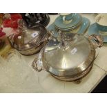 A pair of plated serving tureens
