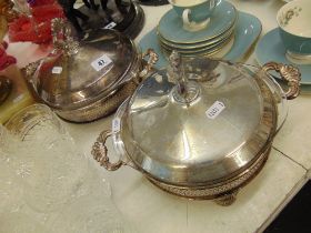A pair of plated serving tureens
