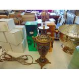 An enamel and gilt table lamp