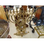 A brass menorah