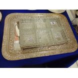 A large plated tray and a six section Hors'derv set