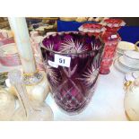 A Purple glass overlay vase