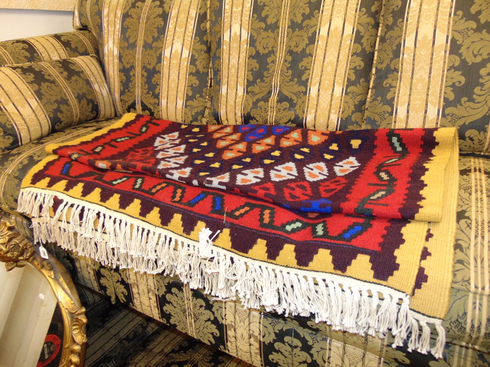 A Persian carpet, Kilim, red and yellow,