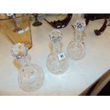 Three crystal prize decanters,