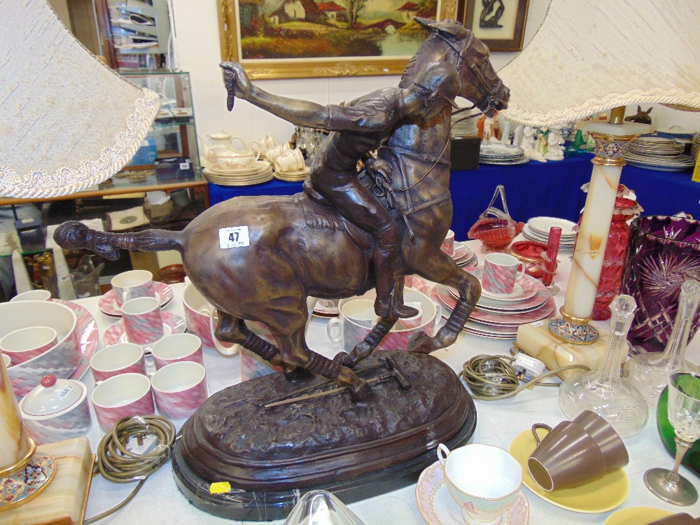 A bronze Polo player on base - Image 3 of 3
