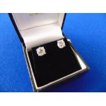 A pair of 18ct White Gold Diamond stud earrings, approx.
