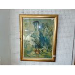 A framed print,