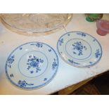 A pair of Chinese export blue and white plates