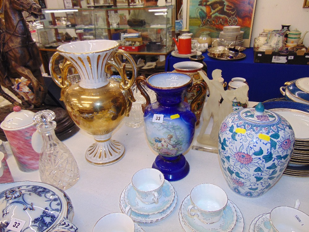 Three ornamental vases,
