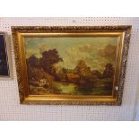 A gilt framed oil, White Horse,