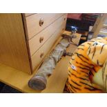 An antique set of six Golf clubs