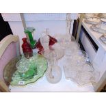 A qty of glass, decanters, tazza's etc.