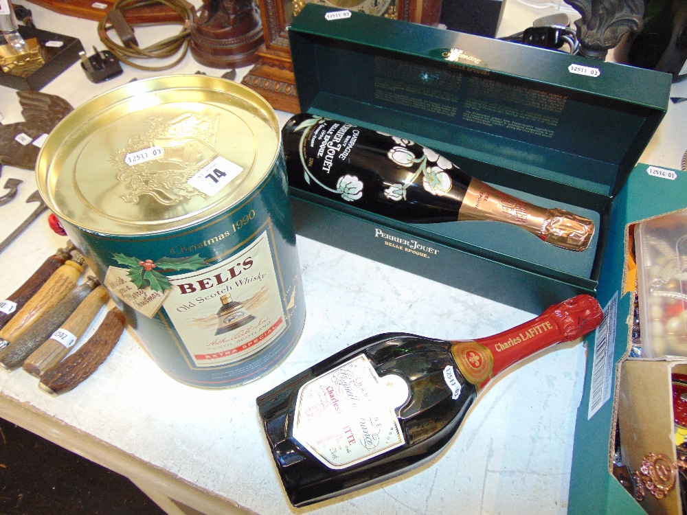 A bottle of Jouet Perrier champagne, Whisky etc.