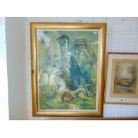 A framed print,