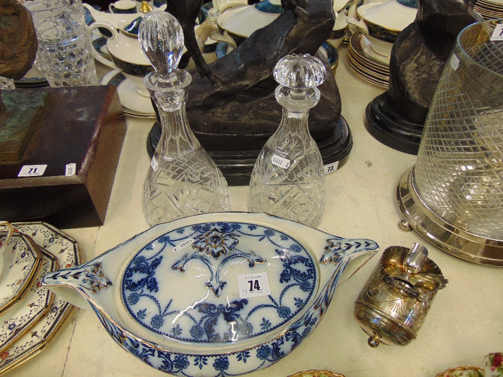 A porcelain blue and white, Till and Sons lidded dish,