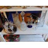 Five decanters, silver plate etc.