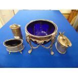 Four hallmarked Silver items inc. Bonbon dish approx.