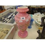 A Victorian Opaline hand painted vase