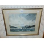 A framed watercolour, landscape,