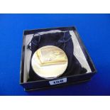 An Aquascutum silver plated jewellery round box for Cunard cruise,