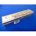 A Chinese Silver floral pattern pen box