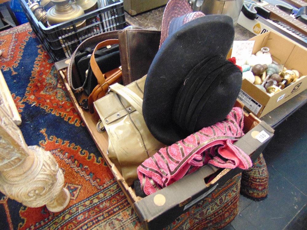 A qty of assorted vintage and modern bags inc. hat and a pair of Jimmy Choo stilettos (38.